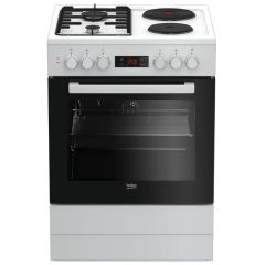 BEKO FSE 64320 DW Kombinovani šporet, Bijeli, Ringle/Plinski gorionici, 66 L